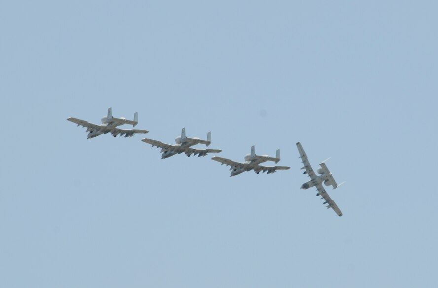 Lt. Col. Tim Eddins, Lt. Col. Rod Vongrote, Lt. Col. Parker Pennings and Lt. Col. Mark Isenhower logged their fini flights June 12. The four 188th Fighter Wing A-10C Thunderbolt II pilots recently retired from the Arkansas Air National Guard. Collectively, the foursome accumulated 107 years of experience and logged more than 12,500 flight hours. Isenhower retired Sept. 30 after flying the F-4 Phantom, F-16 Falcon, A-10, T-38 and T-37 during his 29-year career. Eddins retired Aug. 9 after flying the F-16, A-10, T-38 and T-37 during his 32-year career. Pennings retired Aug. 12 and flew the F-16, A-10 and T-38 during his 24-year career. Vongrote’s 22-year career was spent flying the F-16, A-10 and T-38. (National Guard photo by Senior Master Sgt. Dennis Brambl/188th Fighter Wing Public Affairs)

