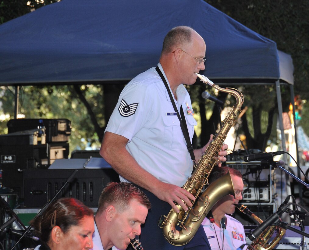 TSgt Robert Karns is featured on the alto sax during the 2012 Jazz SA Live Festival in downtown San Antonio, TX. 