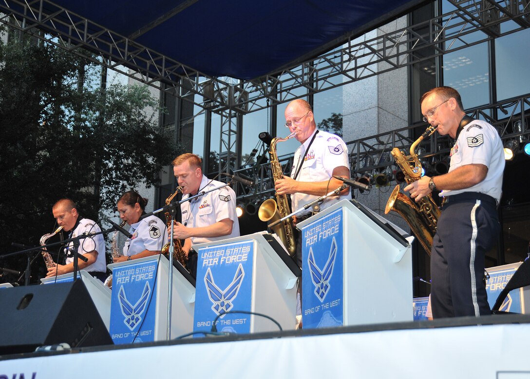 The sax section showcases their musical skills during "Mean to Me" performed at Jazz SA Live Festival. 