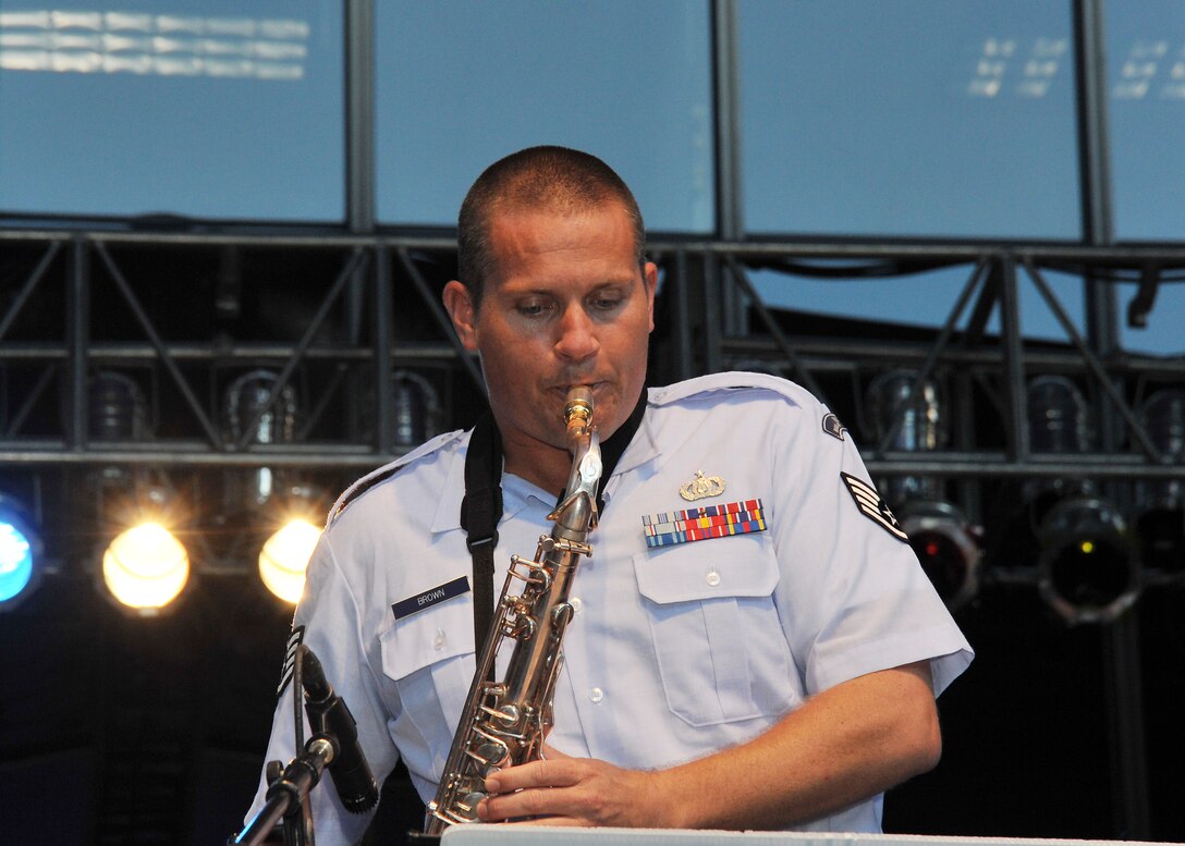 SSgt Cody Brown solos on sax at the 2012 Jazz SA Live Festival 