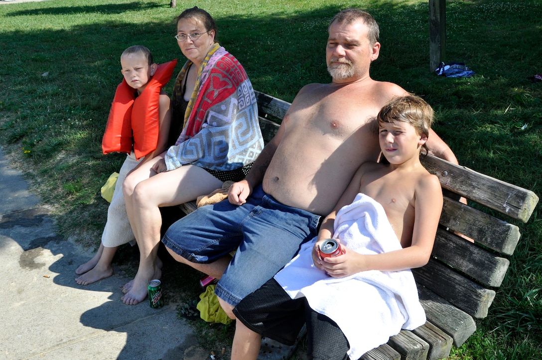 Harold and Sandy Tucker enjoy a free afternoon at Old Hickory Beach, Old Hickory, Tenn., with their nephews William Legon, 8, at left and Bubba Crawford, 9, June 14, 2012 on the Army’s 237th Birthday. Day use fees were waived at 22 areas in the U.S. Army Corps of Engineers Nashville District by Lt. Col. James A. DeLapp, commander, in celebration of the Army’s rich heritage of defending our Nation and its citizens and to recognize local communities’ steadfast support of soldiers and families. (USACE photo by Fred Tucker)