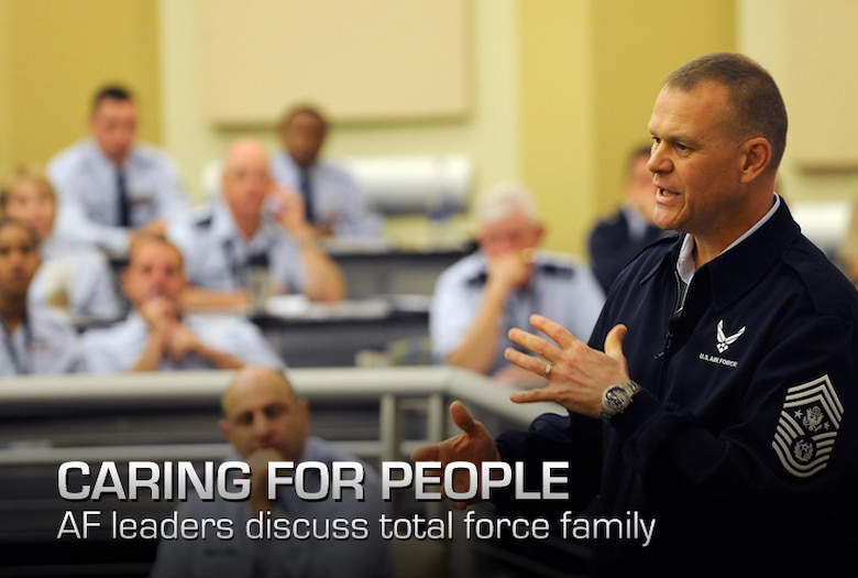 Chief Master Sergeant of the Air Force James Roy speaks at the Caring for People forum at Joint Base Andrews, Md., on Sept. 26, 2012.  This is the fourth annual forum which provides strategies for commanders, leaders and care professionals to help Airmen and their families.  (U.S. Air Force photo/Scott M. Ash)
