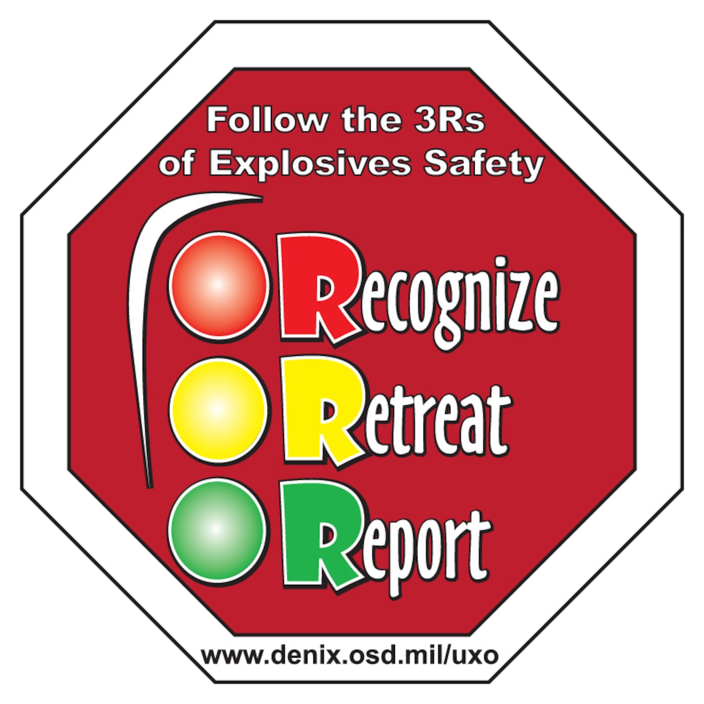 If you see (Recognize) what you think is a military munition, a UXO, or piece of a munition, the most important thing to remember is do not touch it. Immediately get away (Retreat) from the area in the same direction from which you entered. Make sure to tell (Report) your concern about the suspect munition to an adult (a police officer, a teacher, a parent).
The best thing to do is to call 911.