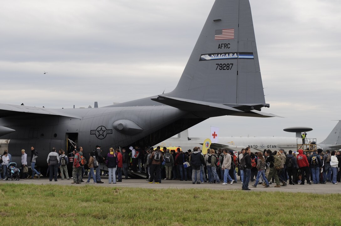 A 914th Airlift Wing C-130 Hercules aircraft sits open for display to thousands of spectators at the NATO Days Air Show in Ostrava, Czech Republic September 22, 2012.  (U.S. Air Force photo by Senior Master Sgt. Jessica Daurizio)