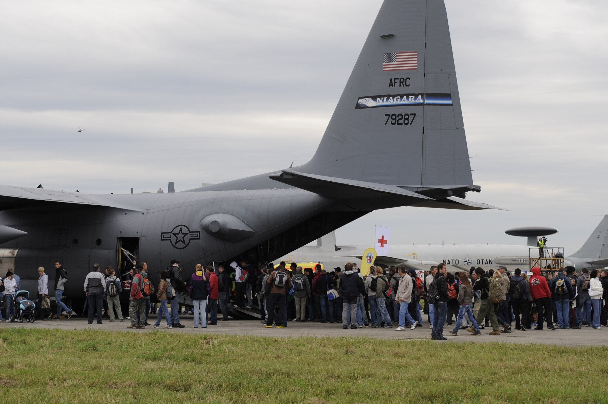 A 914th Airlift Wing C-130 Hercules aircraft sits open for display to thousands of spectators at the NATO Days Air Show in Ostrava, Czech Republic September 22, 2012.  (U.S. Air Force photo by Senior Master Sgt. Jessica Daurizio)
