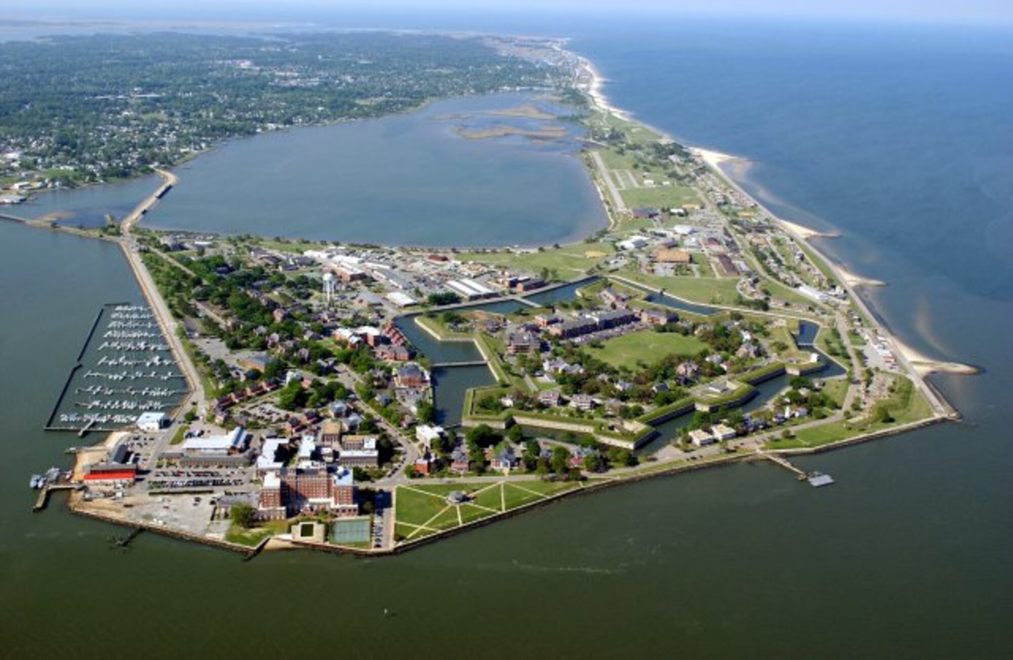 The Army has transferred back to the state of Virginia the most historic areas of Fort Monroe, including Freedom's Fortress. Pictured here, Fort Monroe, Va., seen in an aerial view. (U.S. Army courtesy photo/Released)