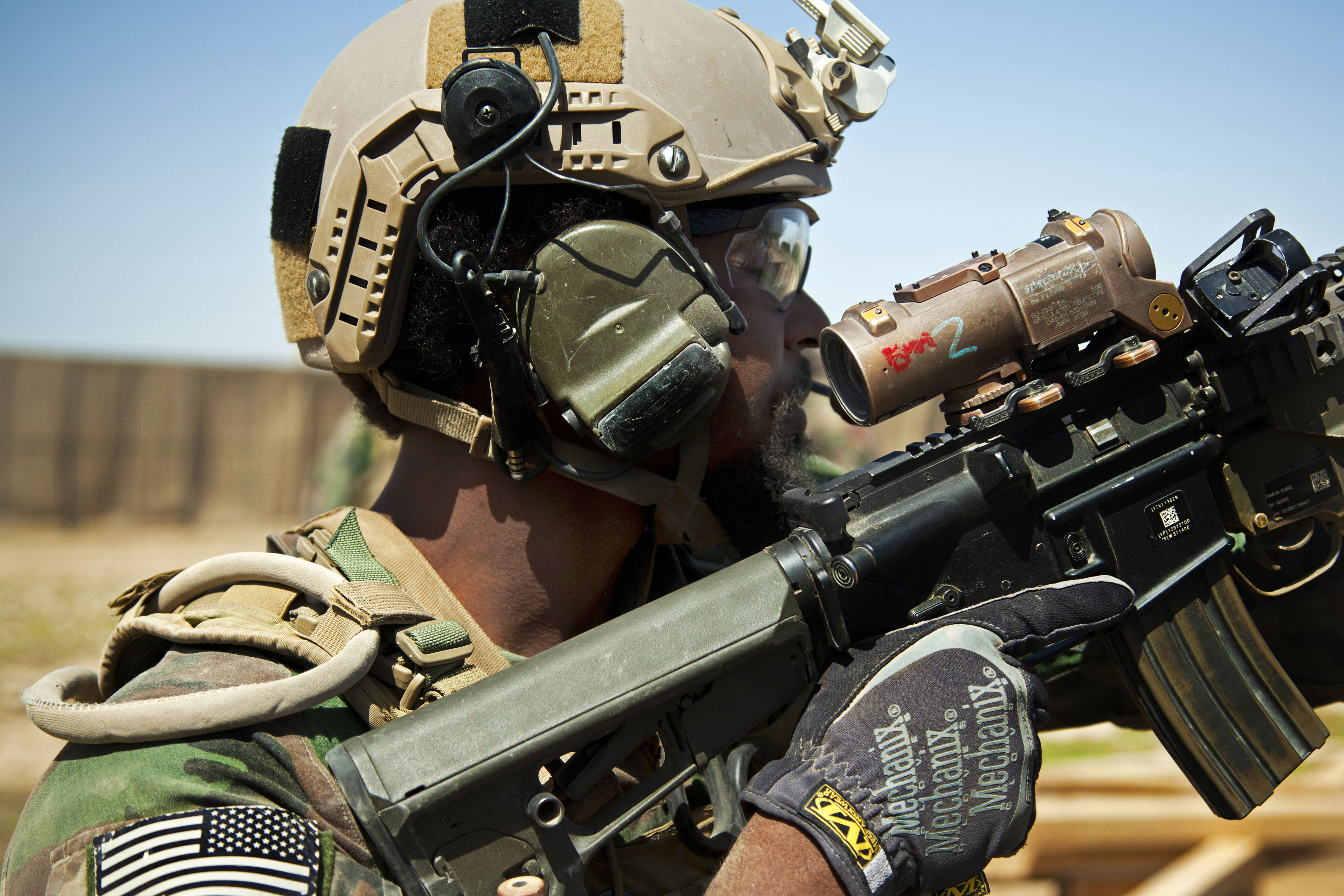 A U.S. Marine Special Operations Team member provides security during