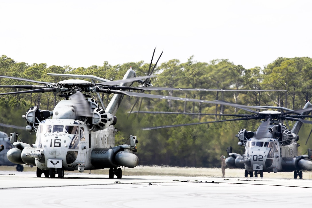 Squadrons from Marine Aircraft Group 29 participate in training exercise Carolina Thunder, held at Marine Corps Auxiliary Landing Field Bogue, March 21.
