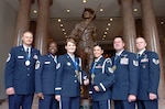 The Air National Guard's Airmen of the Year, from left: Senior NCO - Senior Master Sgt. Lawrence Taylor, 270th Air Traffic Control Squadron, Oregon; First Sergeant - Senior Master Sgt. Dorothy Pearson, 116th Air Control Wing, Georgia; Honor Guard Program Manager - Tech. Sgt. Wendy Haight, 123rd Airlift Wing, Kentucky; Honor Guard Member - Tech. Sgt. Celia Herrera, 107th Air Control Squadron, Arizona; Noncommissioned Officer - Tech. Sgt. Michael Keller, 179th Airlift Wing, Ohio; Airman of the Year - Staff Sgt. Jesse Permenter, 116th Air Support Operations Squadron, Washington.