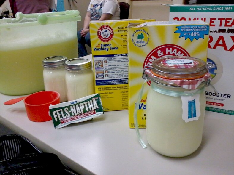 The Grand Forks Air Force Base Library hosted a free do-it-yourself event about how to make your own home-made laundry detergent March 29, 2013. (U.S. Air Force photo/Staff Sgt. Luis Loza Gutierrez)