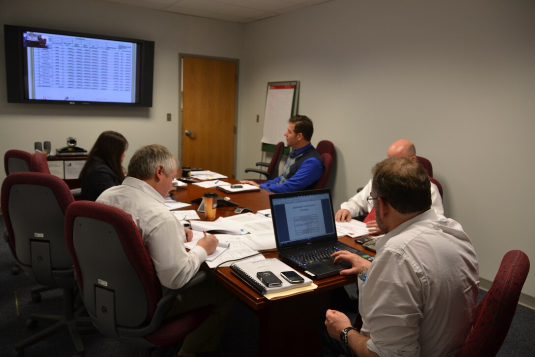 The Middle East District team shares feedback via web conference with U.S. Military Academy cadets during review of their engineer design capstone projects.