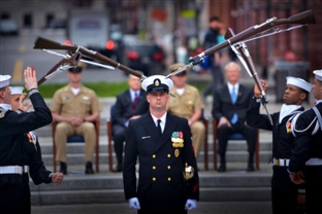 The Navy celebrates 120 years of the chief petty officer rank during a ceremony at the U.S. Navy Memorial in Washington. D.C., April 1, 2013. Chiefs have been charged with leading sailors since the creation of the rank in 1893.