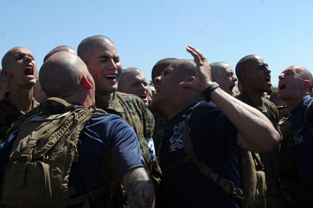 Drill instructors of Company M, 3rd Recruit Training Battalion, instructed recruits to use maximum effort during their introduction to Marine Corps Martial Arts Program March 13.