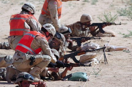 US Army (USA) 2nd Battalion (BN)/198th Armor (2nd/198th), Quick Response Force (QRF), Mississippi Army National Guard (MSARNG), Amory, Mississippi (MS), facilitated a live fire weapons training exercise for the Iraqi National Guard (ING) at Forward Operating Base (FOB) Duke.  ING personal attending received training on weapons safety, maintenance and proper handling. Then briefed on firing techniques and given the opportunity to sharpen their marksmanship skills by following a sequence of fire with their Tabuk 7.62 mm assault rifles.  The US Army is helping establish Iraq's defensive forces as part of the rebuilding process of Operation IRAQI FREEDOM. The 2nd/198th are deployed to FOB Hotel and are part of the 155th Brigade Combat Team (BCT), Tupelo, MS.