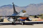 An F-16 Fighting Falcon sits ready to deploy at a moment's notice at the 162nd Fighter Wing's Alert Detachment at Davis-Monthan Air Force Base, Ariz. Arizona Air National Guardsmen from Tucson will fly this aircraft and others to secure the airspace over Super Bowl XLII.