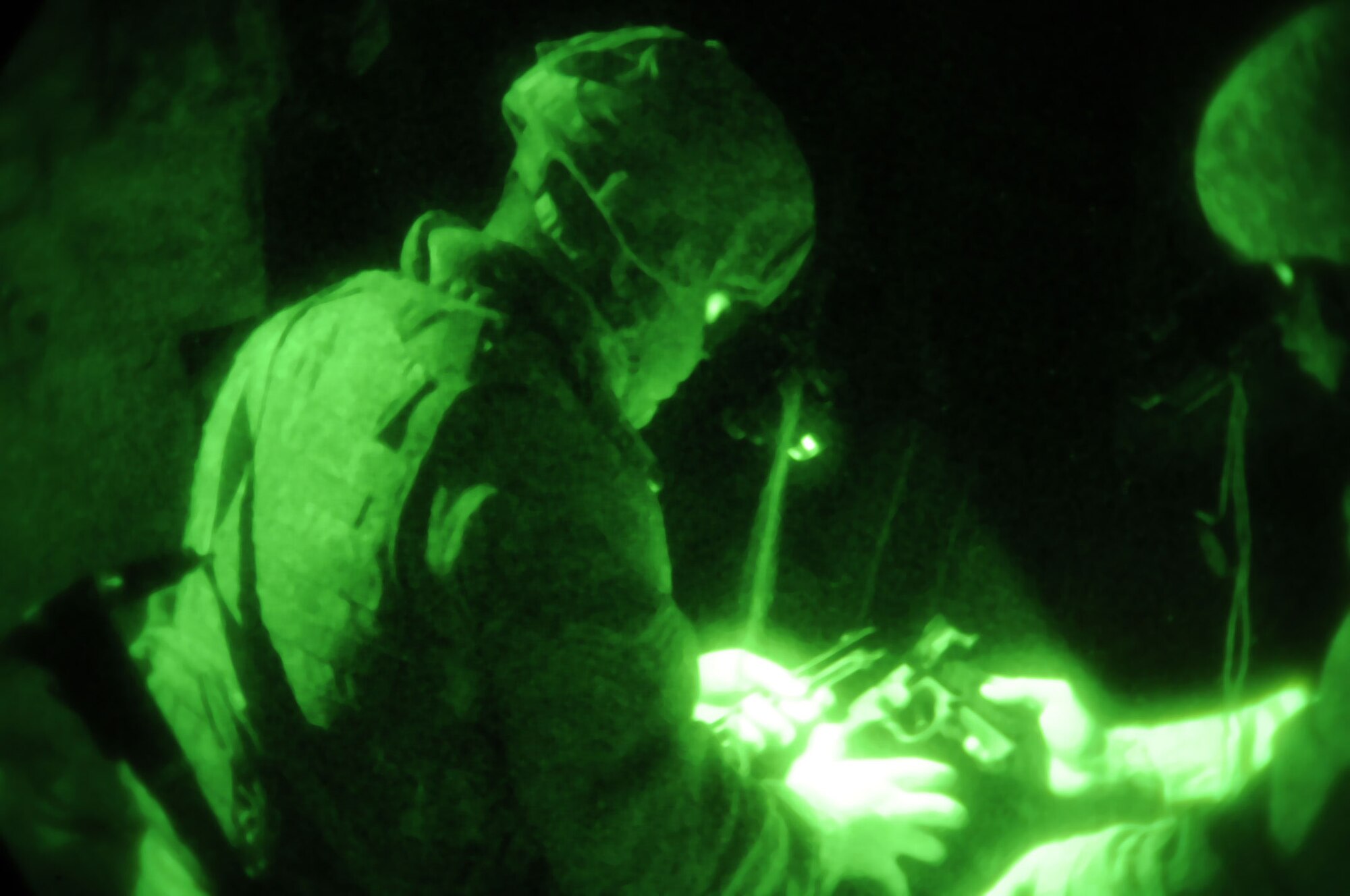 Members of the 102nd Security Forces Squadron perform a week of training which included weapons training, simulation training, using night vision equipment, and performed various physical fitness competitions throughout the week.(National Guard photo by Tech. Sgt. Kerri Cole/Released)