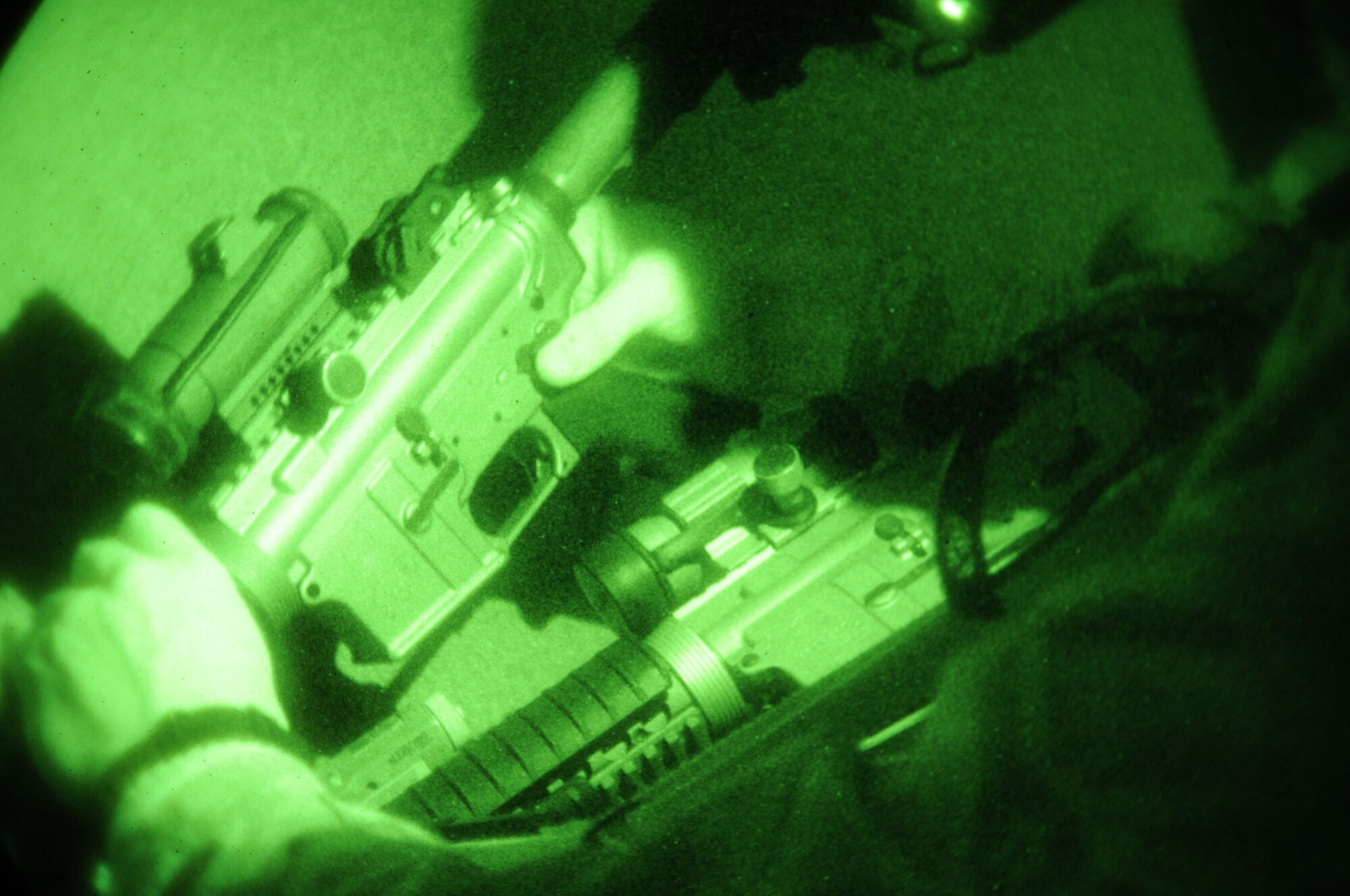 Members of the 102nd Security Forces Squadron perform a week of training which included weapons training, simulation training, using night vision equipment, and performed various physical fitness competitions throughout the week.(National Guard photo by Tech. Sgt. Kerri Cole/Released)