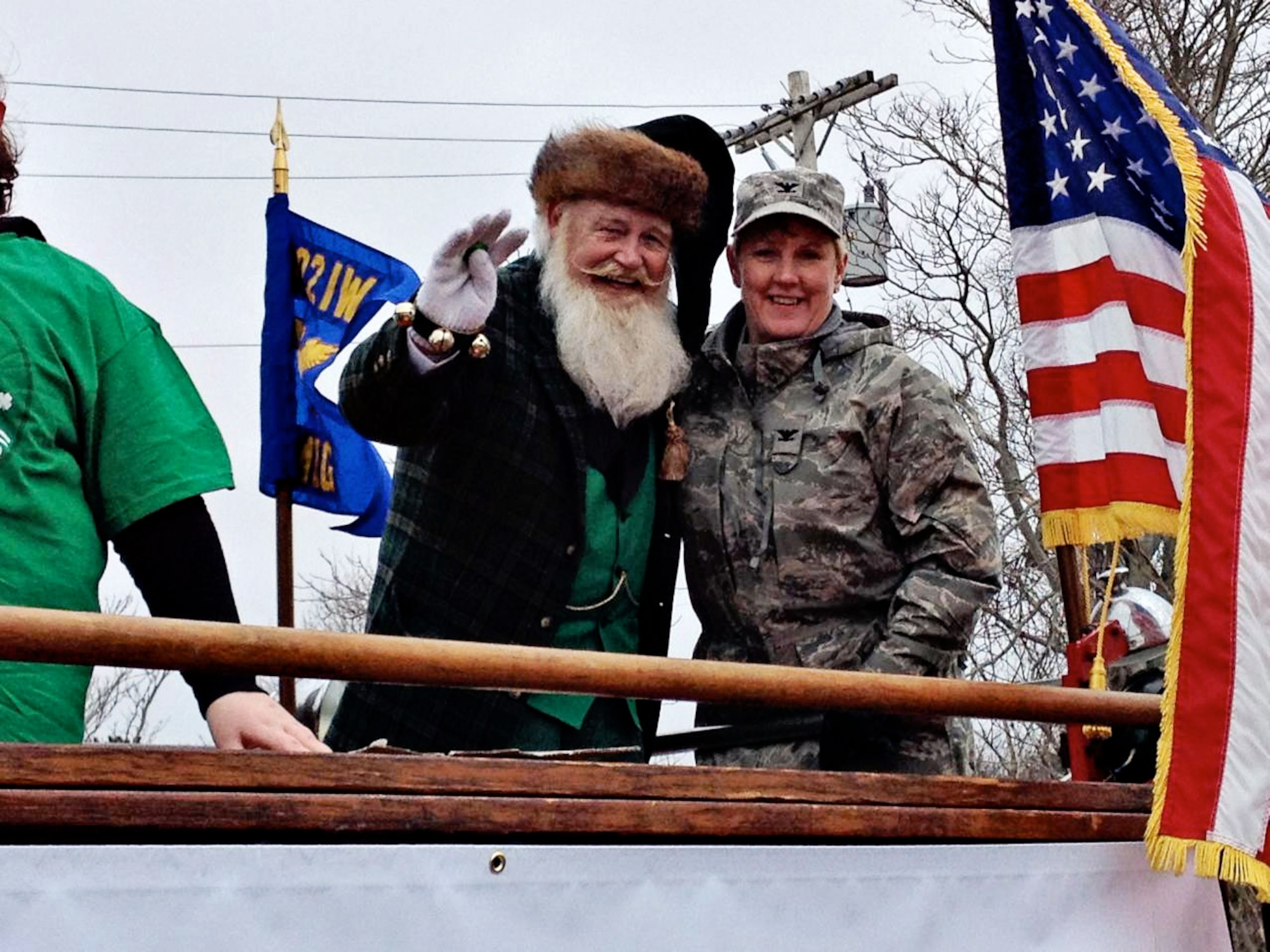 Colonel Maureen McCarthy, 102nd Medical Group commander, was nominated as the recipient of the “Brigadier General Thomas F. Meagher Award, Cape Cod 2013” and as a result she appeared in the Saint Patrick’s Day parade on March 9, in Dennis, Mass. Meagher (1823-1867) was an accomplished Irish-American military leader and was most notable for leading the Irish Brigade during the Civil War. (Courtesy Photo)