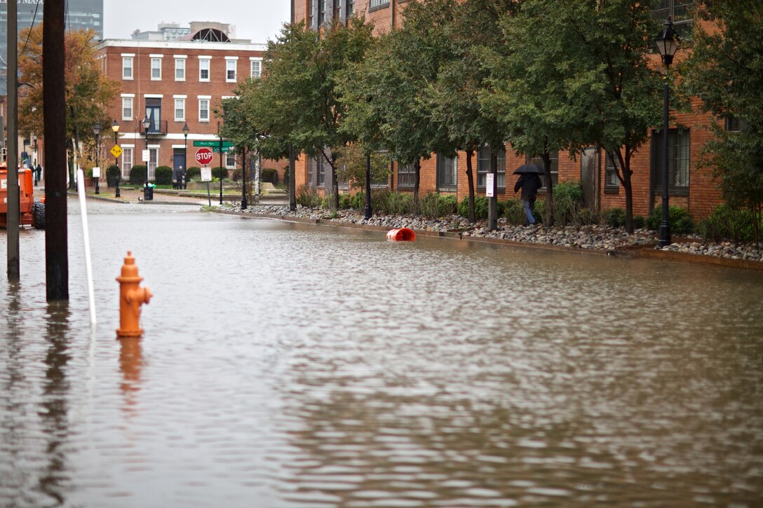 Flooding in the City of Baltimore caused by Hurricane Sandy. (City of Baltimore photo by Mark L. Dennis) 