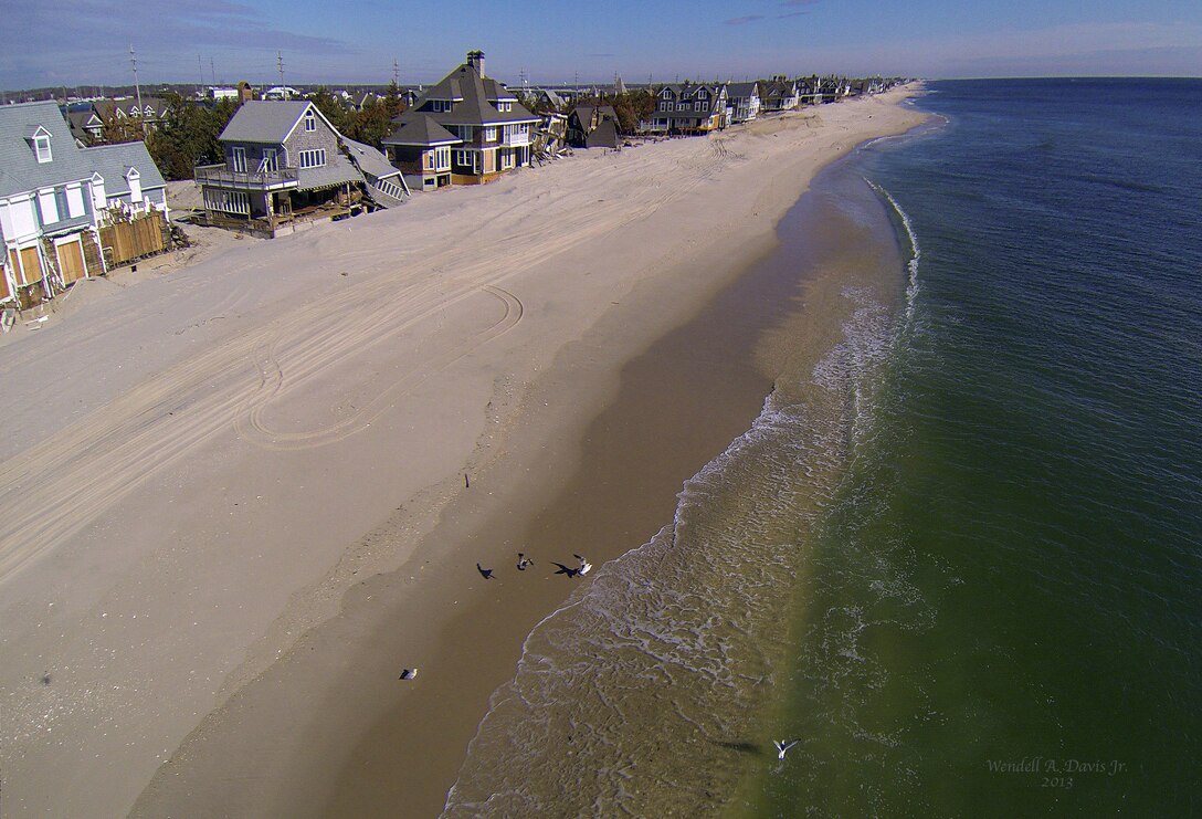 Damaged homes along the coast of Mantoloking, N.J., left by Hurricane  Sandy five months after the storm. (FEMA photo by Wendell A. Davis Jr.)