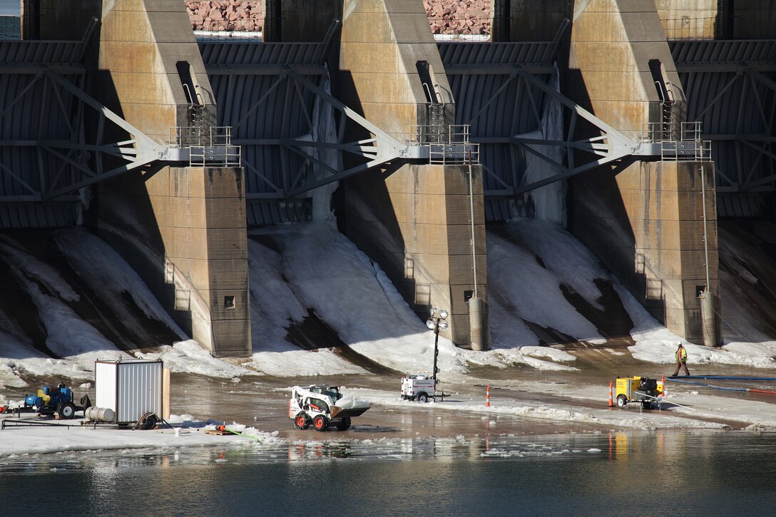 In early February 2013, crews completed assessments and began repairs at Gavins Point Dam near Yankton, S.D., following 2011 flooding.