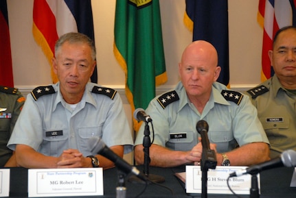 Maj. Gen. Bob Lee, the adjutant general of the Hawaii National Guard, and LTG H Steven Blum, the Chief of the National Guard Bureau, co-hosted the first-ever two-day Pacific State Partnership Program Regional Workshop in Honolulu on Jan. 24, 2008.