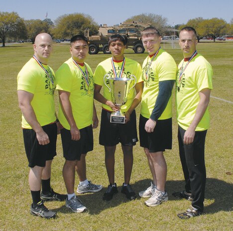 Team SYSCOM pose with their 2013 Daniels Cup Team Challenge trophy at Marine Corps Logistics Base Albany, March 27. 