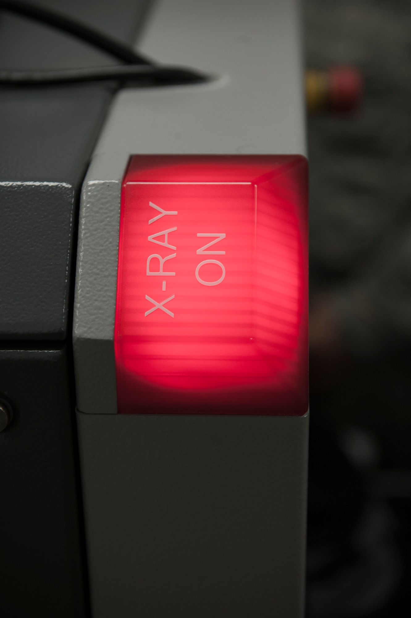 An X-ray machine is used as part of training for the 7th Logistics Readiness Squadron March 27, 2013, at Dyess Air Force Base, Texas. The Transportation Security Administration, or TSA, trained 7th LRS Airmen on how to properly process passengers, cargo and how to identify if a threat is present. (U.S. Air Force photo by Airman 1st Class Jonathan Stefanko/ Released)