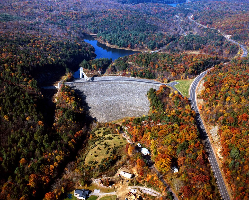 Aerial view of Black Rock Lake along the Thomaston-Watertown CT line