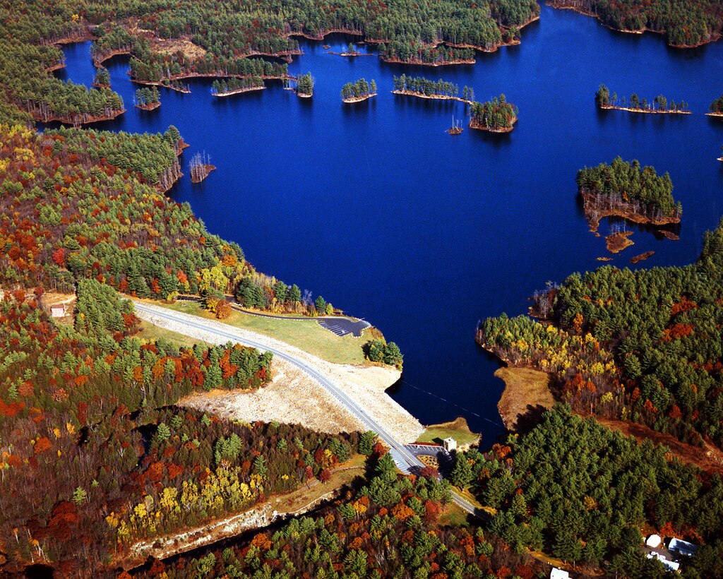 dam at Tully Lake lies across the East Branch of the Tully River in Royalston, MA
