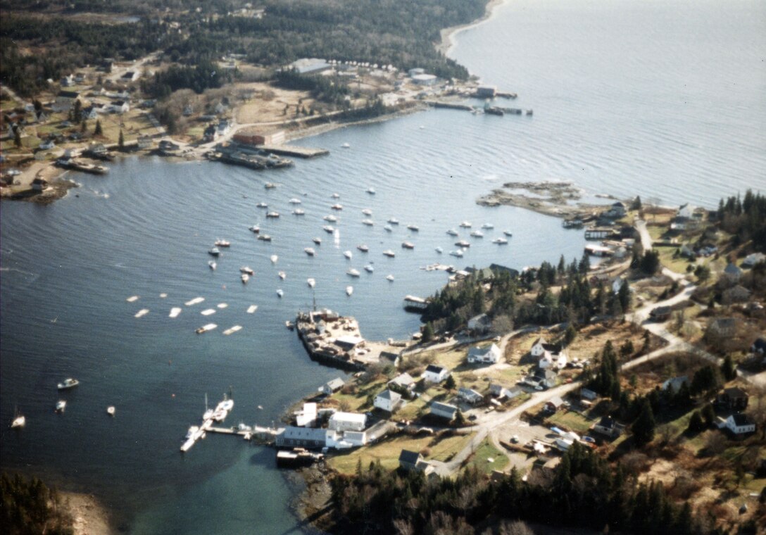 Aerial view of Bass Harbor Bar. Bass Harbor Bar in Tremont lies between the southern tip of Mount Desert Island and Great Gott Island.  The bar is immediately east of Bass Harbor.
