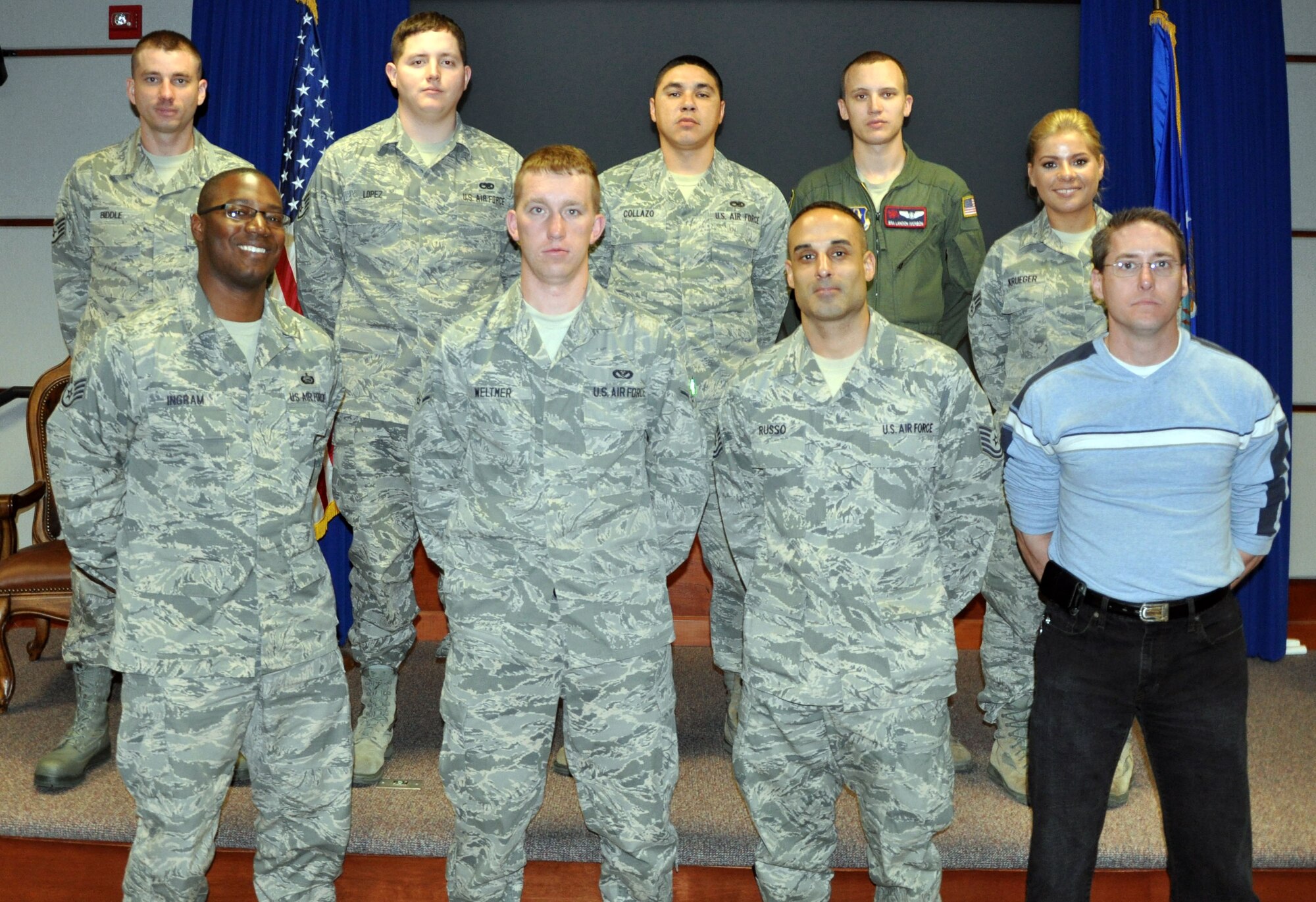 The 931st Air Refueling Group, McConnell Air Force Base, Kan., welcomed nine new members during the April 2013 unit training assembly.  Each UTA, new members receive briefings from various group functional areas and services in order to assist them as they begin their time as a member of the 931 ARG.  (U.S. Air Force photo by 1st Lt. Zach Anderson)