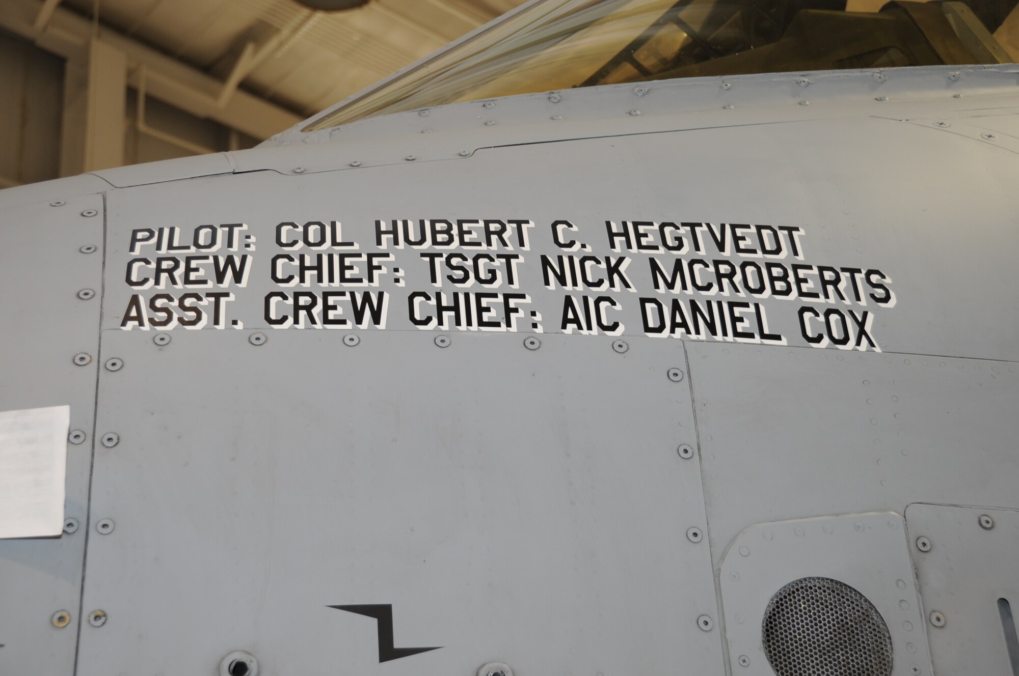 Col. Herbert Hegtvedt’s aircraft is revealed during the wing change of command ceremony, April 7, 2013. During the ceremony Col. Hubert Hegtvedt took command of the 442nd Fighter Wing from Brig. Gen. Eric Overturf. (U.S. Air force photo/Staff Sgt. Lauren Padden)
