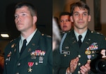 Two Utah National Guard soldiers, 1st Lt. Tyler J. Jensen (right) and Capt. Chad A. Pledger (left), were awarded the Silver Star and Bronze Star, respectively, at a ceremony here on June 19.