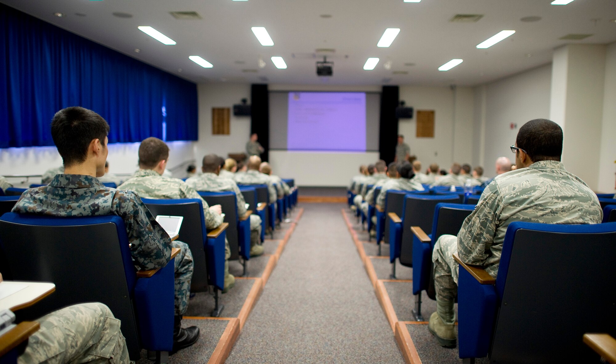 YOKOTA AIR BASE, Japan – A joint team of Air Force, Navy, Army and Japan Air Self-Defense Force E-1 through E-4s attend an Airman Enhancement Seminar at Yokota Air Base, Japan, April 9, 2013. The seminar is designed to strengthen leadership skills as well as increase joint and bilateral relations. (U.S. Air Force photo by Staff Sgt. Chad C. Strohmeyer)