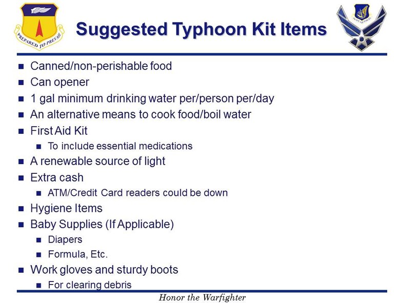 Now is the ideal time for individuals to build a 72-hour survival kit, to include resources like water, food and fuel, all of which may be difficult to come by in the moments immediately following disaster. The kit should contain enough supplies to last each person for at least 72 hours.