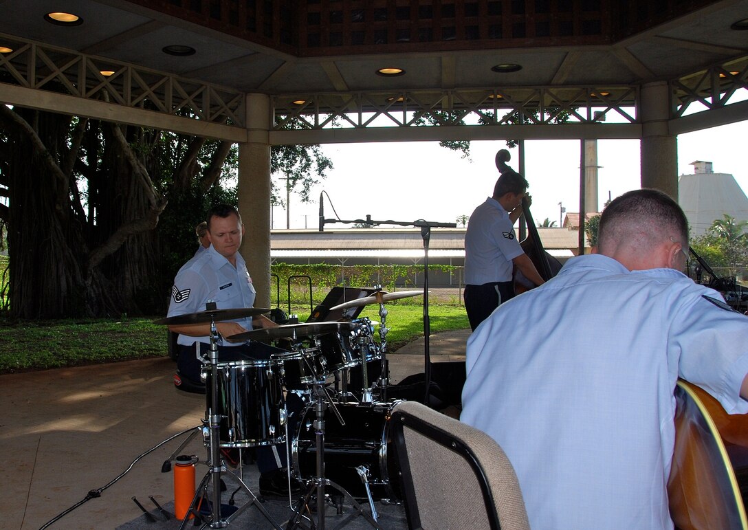 7 April 2013: SSgt Troy Griffin keeps the groove during the performance. 