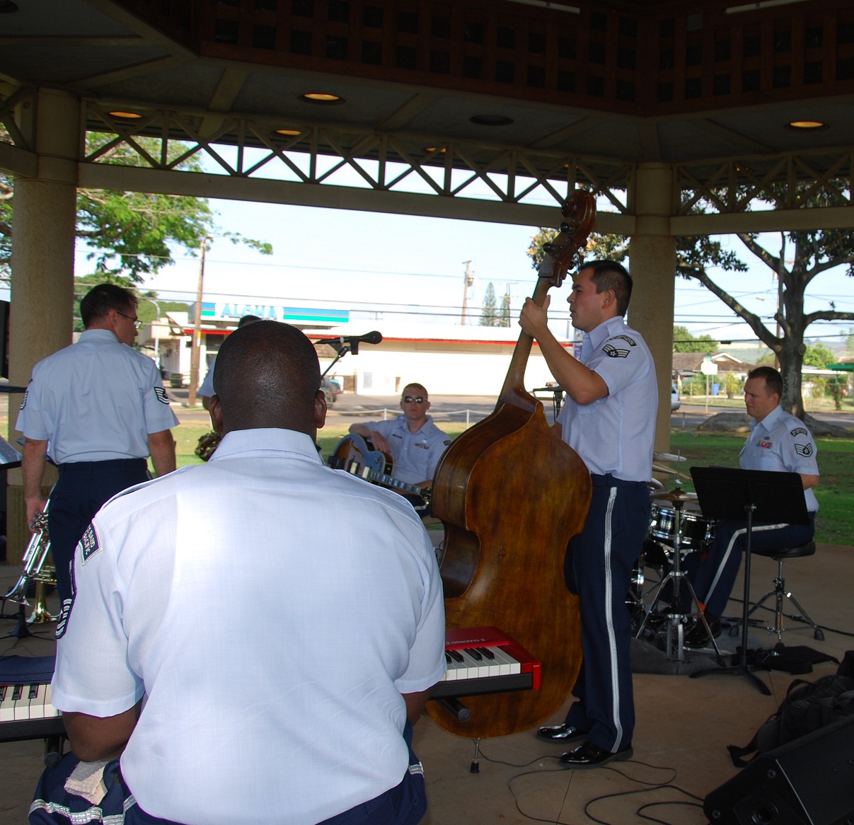 7 April 2013: SrA Phil Runge plays a bass solo. 