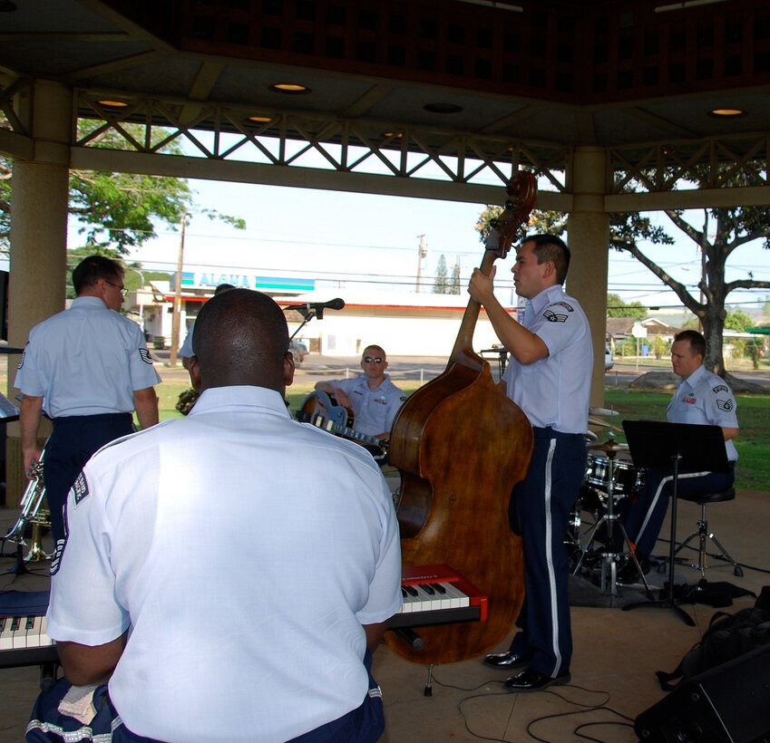 7 April 2013: SrA Phil Runge plays a bass solo. 