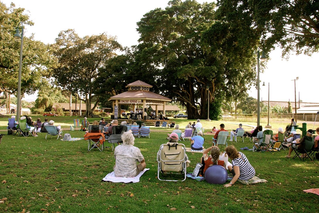 7 April 2013: Residents of Wailua come out to the band stand to enjoy some Jazz on a sunny Sunday afternoon. 