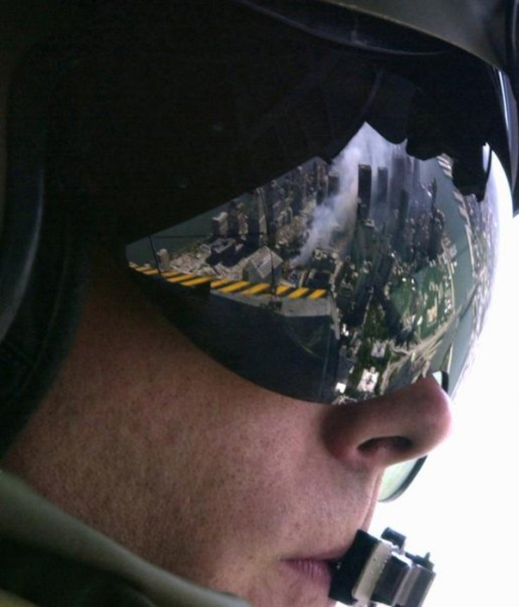 Master Sgt. James Haskell overlooks Ground Zero on Sept. 11, 2001. Haskell was a staff sergeant at the time, assigned to the Air Force Special Operations Command as an aerial gunner, and is now stationed at Holloman Air Force Base, N.M. He was diagnosed with Post-Traumatic Stress Disorder in October 2012, and encourages others with the disorder to seek help. (Photo courtesy of the 1st Combat Camera Squadron)

