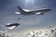 A KC-46 conducts in-flight refueling on a B-2 bomber in this illustration.  The first KC-46 is expected to fly in 2015.  (Air Force illustration)