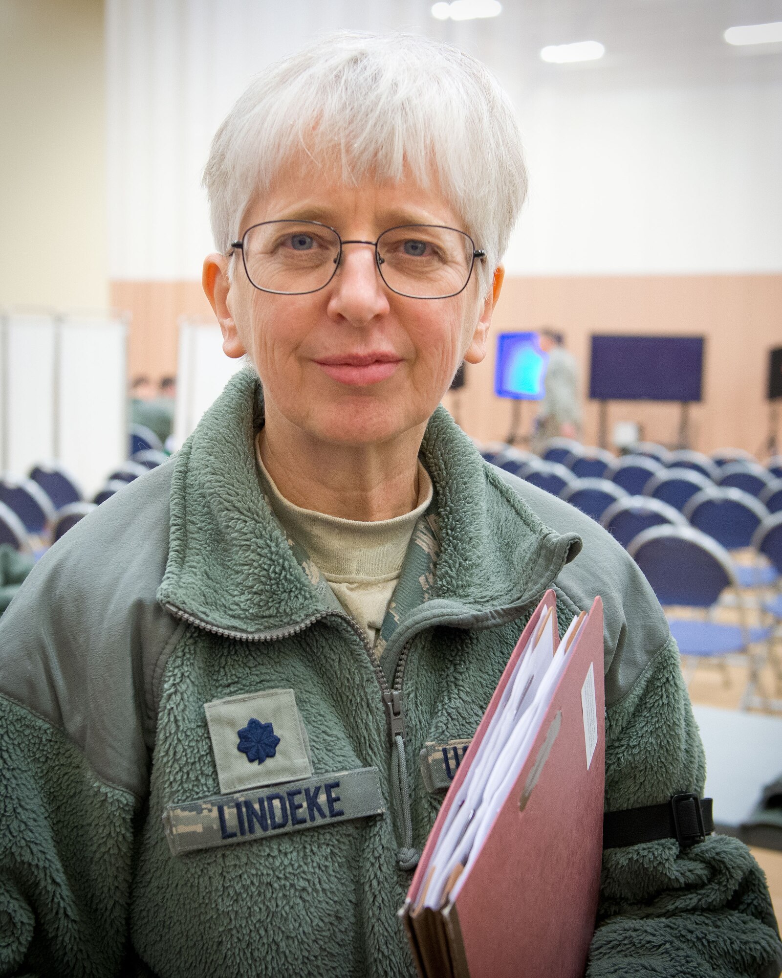 Lt. Col. Elizabeth Lindeke, 934th Aeromedical Staging Squadron, equates the exercise to real world deployment preparations and feels it is useful to aquaint newer Airmen with the process.  Airmen from the 934th Airlift Wing participated in a Personnel Deployment Function exercise in anticipation of the Operational Readiness Exercise in June at the Minneapolis-St. Paul Air Reserve Station, Minn.  (U.S. Air Force photo/Staff Sgt. Samantha Wagner)
