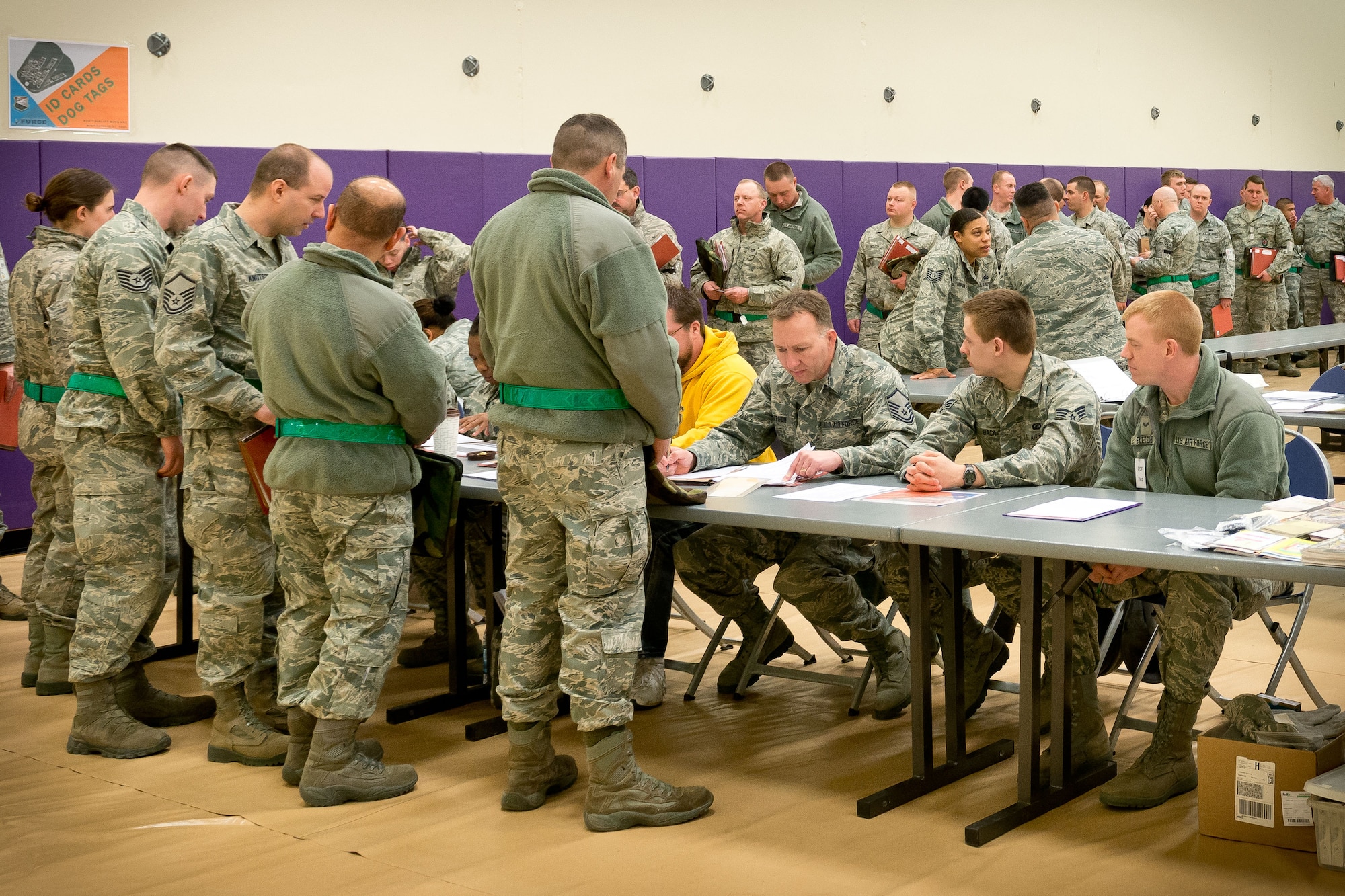 Airmen from the 934th Airlift Wing participate in a Personnel Deployment Function exercise in anticipation of the Operational Readiness Exercise in June at the Minneapolis-St. Paul Air Reserve Station, Minn.  (U.S. Air Force photo/Staff Sgt. Samantha Wagner)
