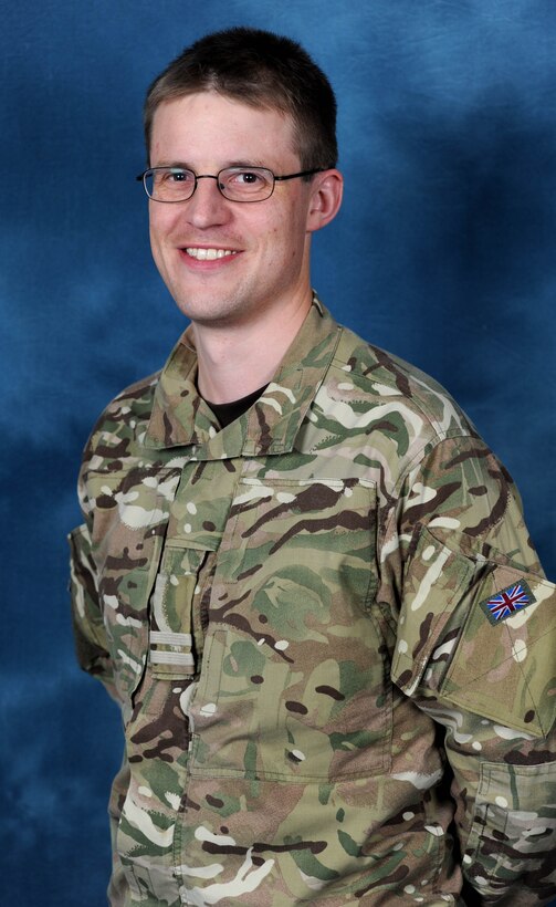 Flt. Lt. Richard Bush, a RAF exchange officer stationed at Langley Air Force Base, Va., has been working in the weapons tactic shop at the 480th Intelligence, Surveillance and Reconnaissance Wing here for just under 18 months. As part of the exchange program, Bush fills a role normally held by a U.S. officer. In turn, there is a U.S. officer in the United Kingdom filling a British post. (U.S. Air Force photo/Released)
