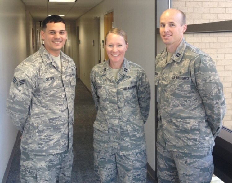 Senior Airman Benjamin Crespo, 325th MDG medical technician, Capt. Lisa Deep, 325th MDG nurse and Dr. (Capt.) Preston Wilson, 325th MDG. (Courtesy Photo)