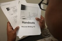 Learning how to write a proper resume can help Marines who are getting out of the Marine Corps land better jobs. The resume writing class aboard Marine Corps Air Station New River helps Marines write resumes, and teaches Marines how to describe their military training to a civilian employer.