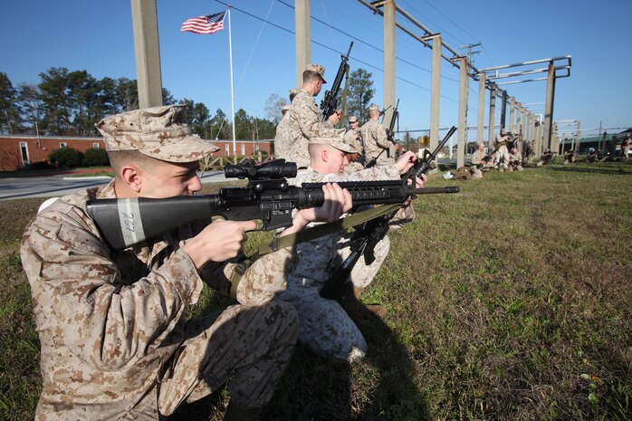 Marines snap in during their grass week to work on aiming, breath control and trigger pull. During grass week, Marines work with Marksmanship instructors to master the fundamentals of Marine Corps marksmanship.