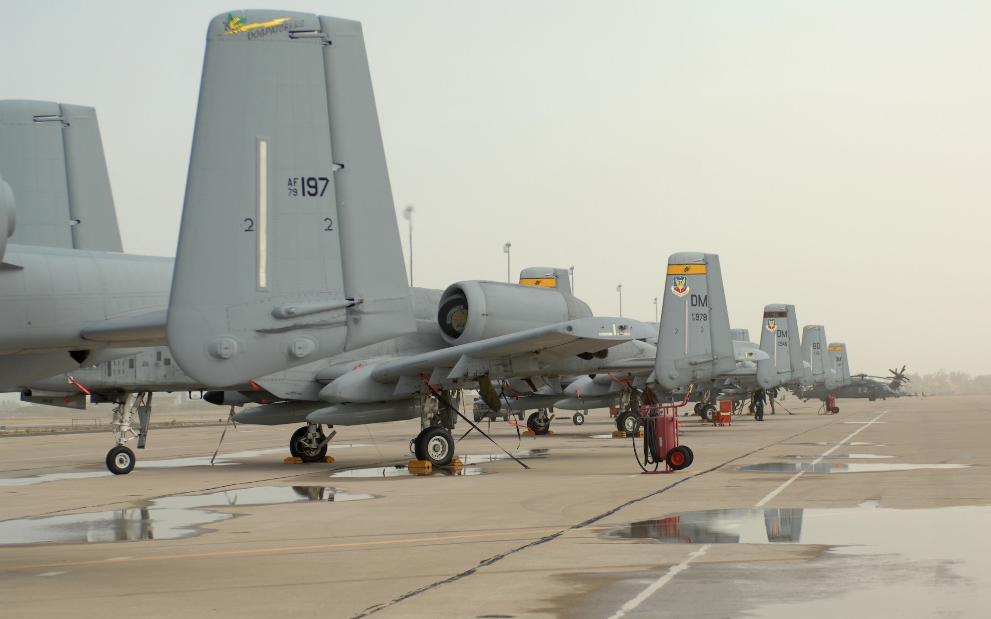 Two A-10C Thunderbolt II aircraft from the 917th Fighter Group at Barksdale Air Force Base, La. join the 355th Fighter Wing A-10s at Davis-Monthan AFB, Ariz., April
 9, 2013. There are 41 aircraft scheduled to arrive at D-M throughout the next few months. (U.S. Air Force photo by Airman 1st Class Betty R. Chevalier/released)