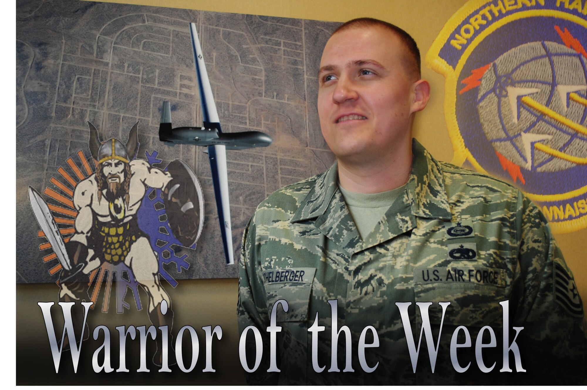Tech. Sgt. Richard Schelberger, 348th Reconnaissance Squadron, was named the Grand Forks Air Force Base Warrior of the Week for the second week of April 2013. Schelberger’s hometown is Bronx, N.Y. (U.S. Air Force photo illustration/Staff Sgt. Luis Loza Gutierrez)
